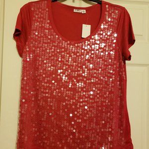 NWT ** BEAUTIFUL HOT PINK SEQUINED TOP